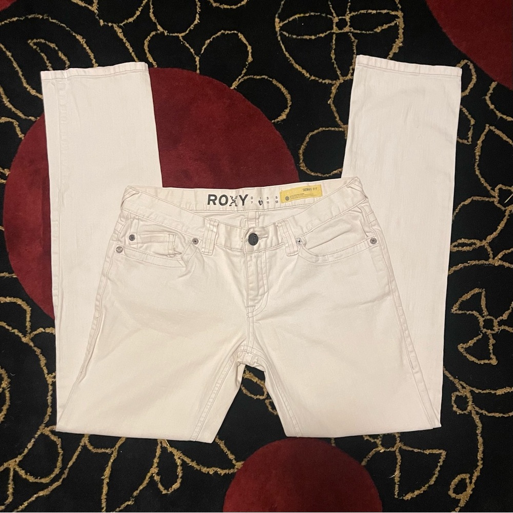 Roxy White Low Waisted Skinny Fit Denim Jeans